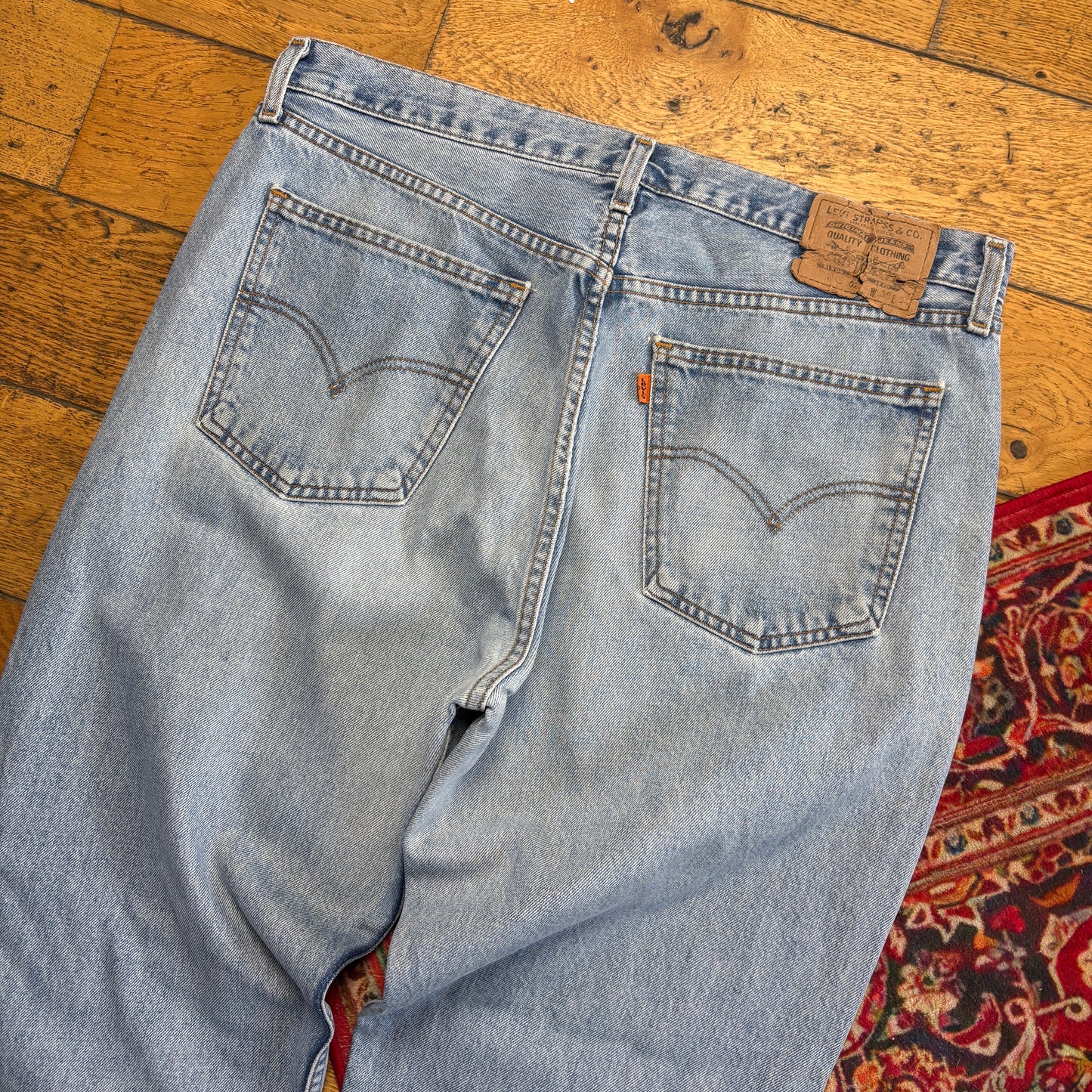 Vintage Levis 615 Orange Tab Straight Blue Denim Jeans - 38L