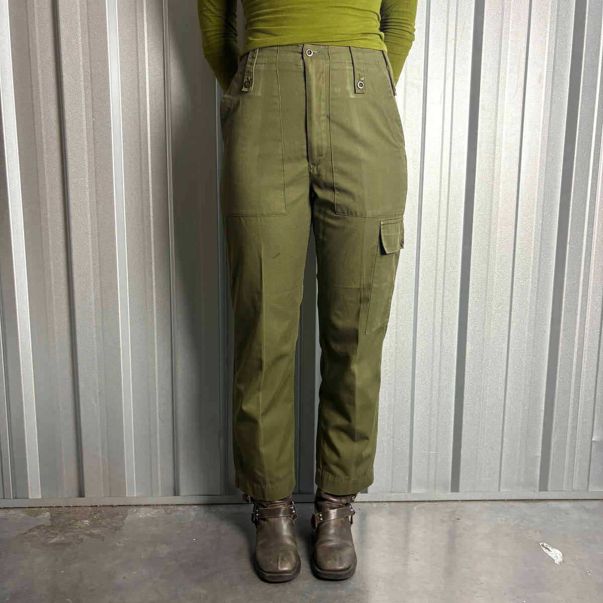 Green Army Military Cargo Fatigue Pants Trousers - 28S