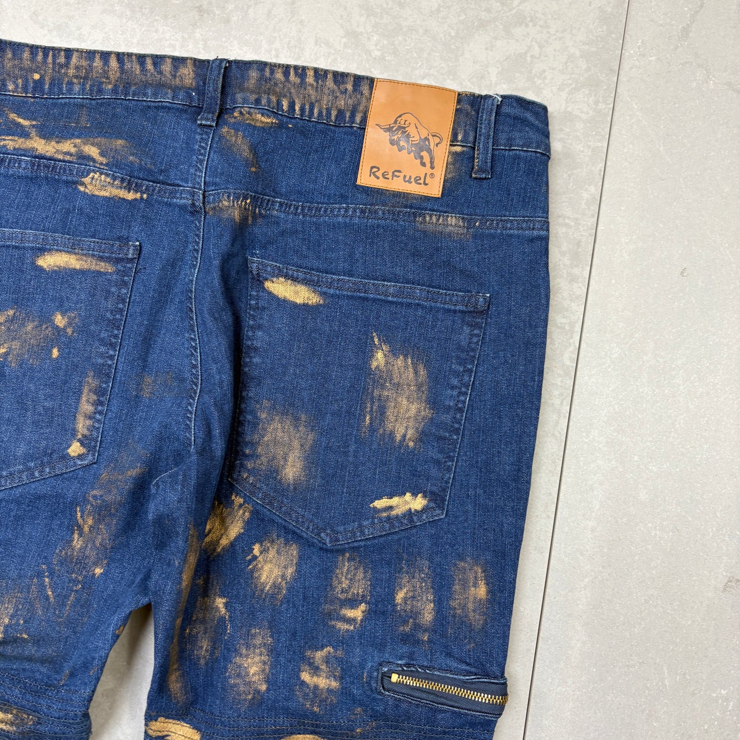 Vintage Blue Skinny Moto Hip Hop Baggy Jeans - 39