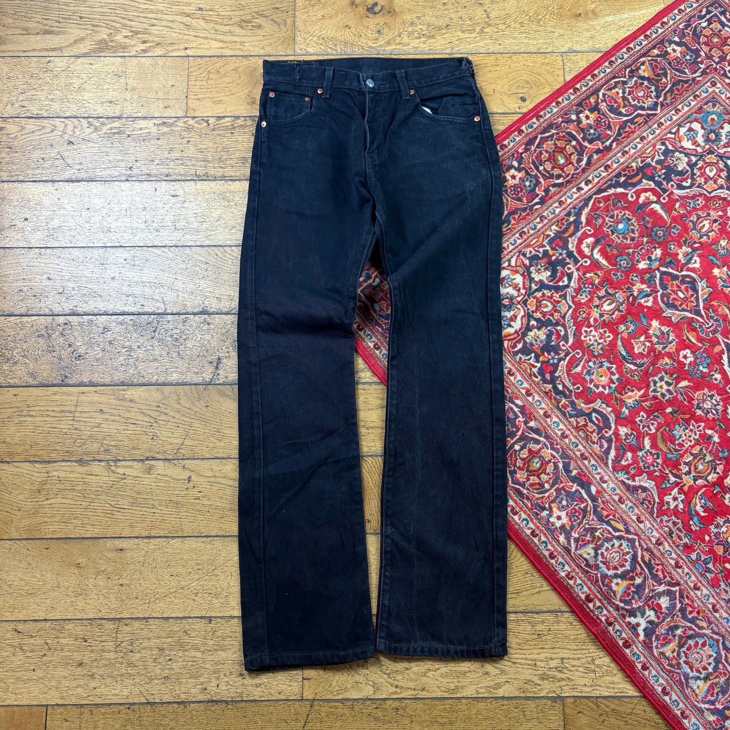 Vintage Levis 517 Slim Bootcut Black Denim Jeans - 29