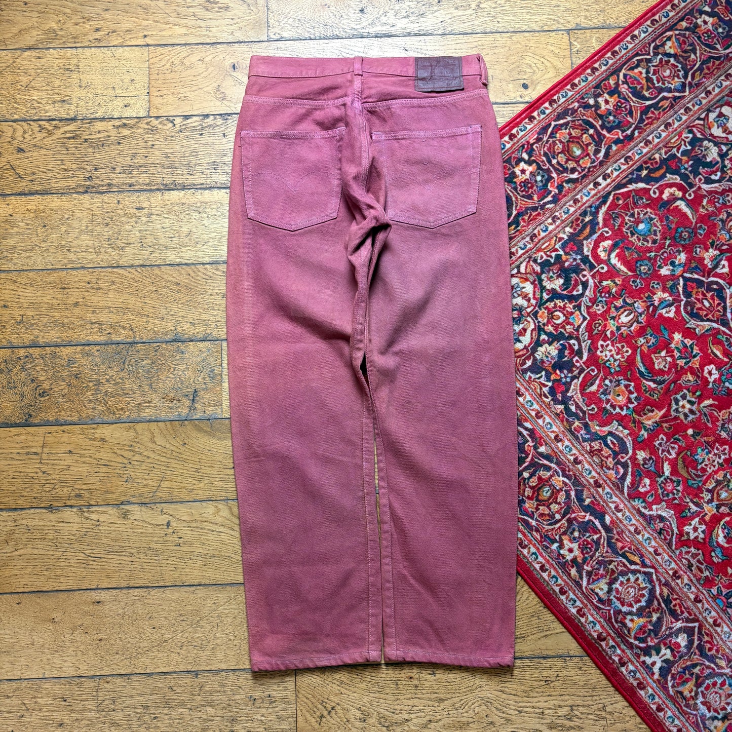 Vintage Levis 501 Straight Burgundy Pink Denim Jeans - 30S