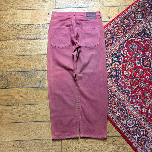 Vintage Levis 501 Straight Burgundy Pink Denim Jeans - 30S