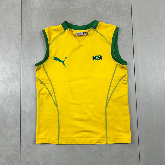 Vintage Jamaica Puma Yellow Vest Graphic T-Shirt - M