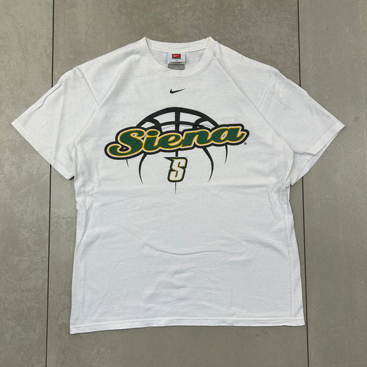 Vintage Nike Centre Swoosh White Graphic T-Shirt - M