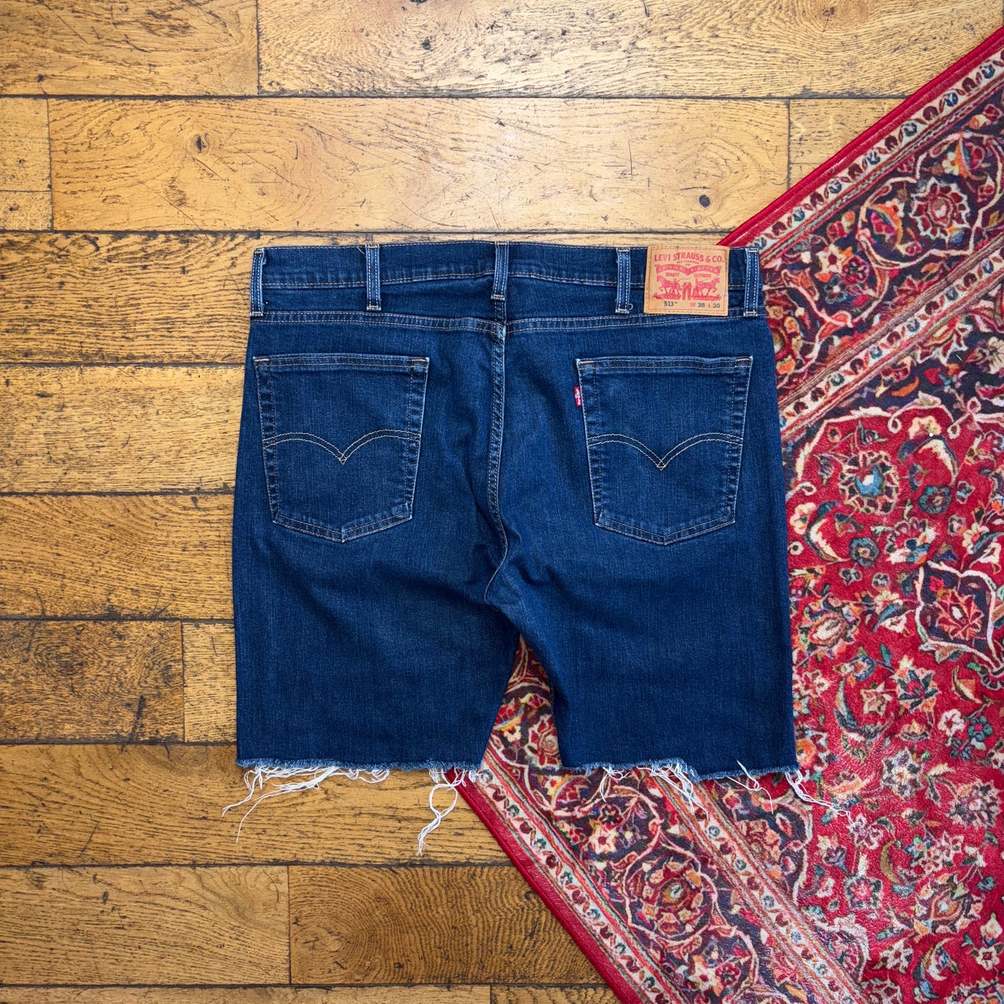 Vintage Levis 513 Baggy Blue Denim Shorts - 38