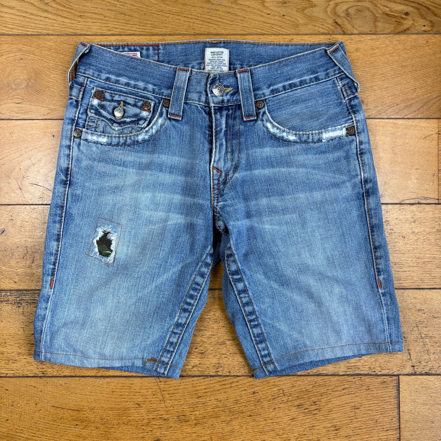 Vintage True Religion Blue Embroidered Y2K Shorts Jorts - 29