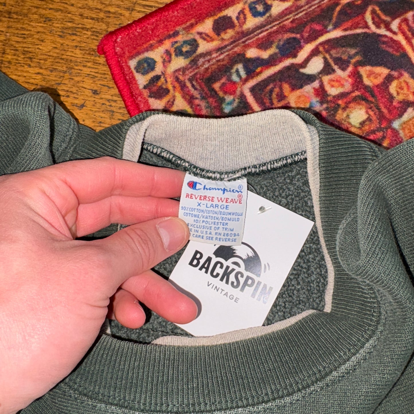 Vintage 90s Champion Green Embroidered Sweatshirt - XL