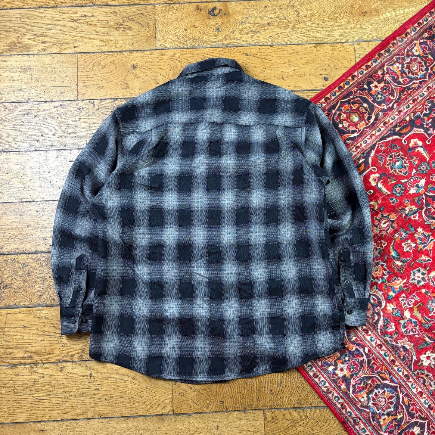 Vintage Haggar Black Grey Check Shirt - M