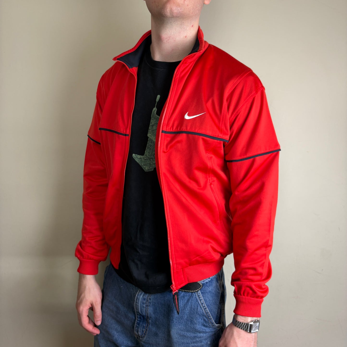 Vintage Nike 90s Swoosh Red Track Jacket - S
