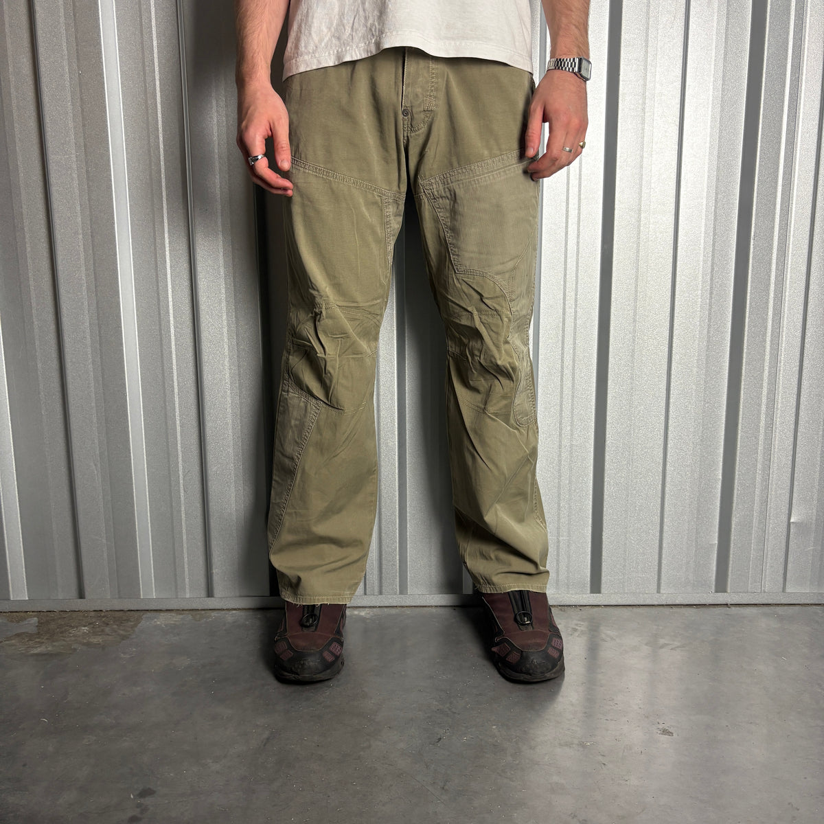 Vintage G Star Raw Green Cargo Fatigue Y2K Baggy Jeans - 33R