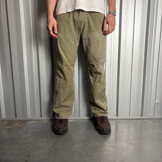 Vintage G Star Raw Green Cargo Fatigue Y2K Baggy Jeans - 33R