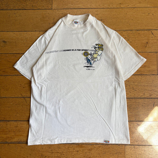 Vintage 1978 Crazy Shirts Tennis Funny Single Stitch White Graphic T-Shirt - S