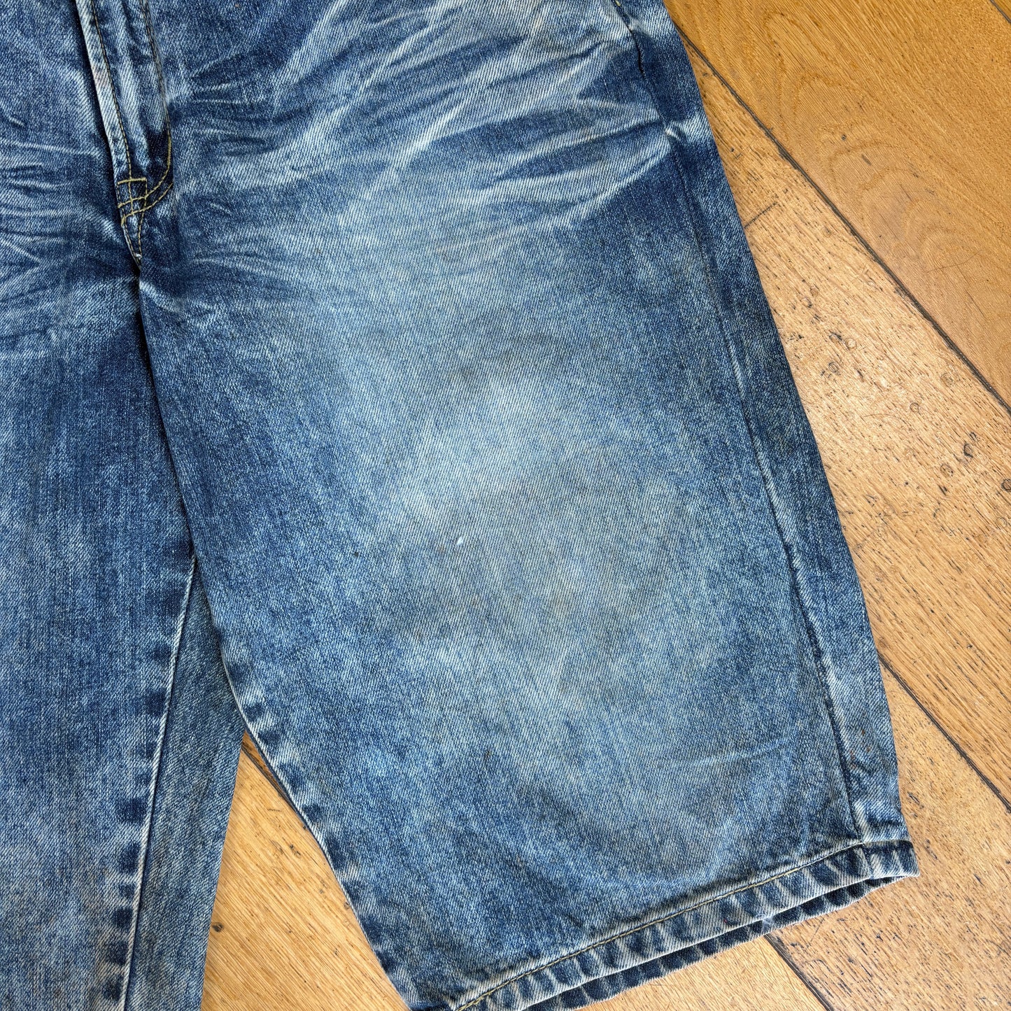 Vintage Jizo Embroidered Japanese Hip Hop Blue Shorts Jorts - 32