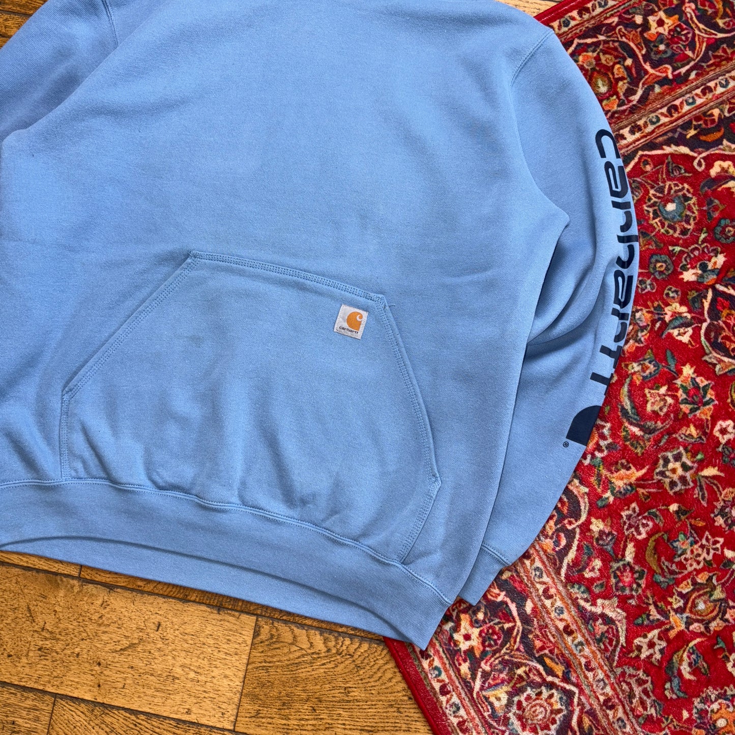 Vintage Carhartt Blue Hoodie Sweatshirt - XL