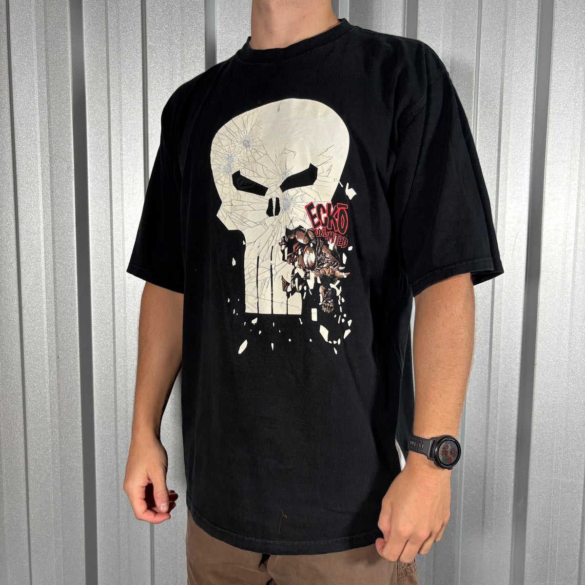 Ecko Unltd Marvel Punisher Black Hip Hop y2K Graphic T Shirt - L