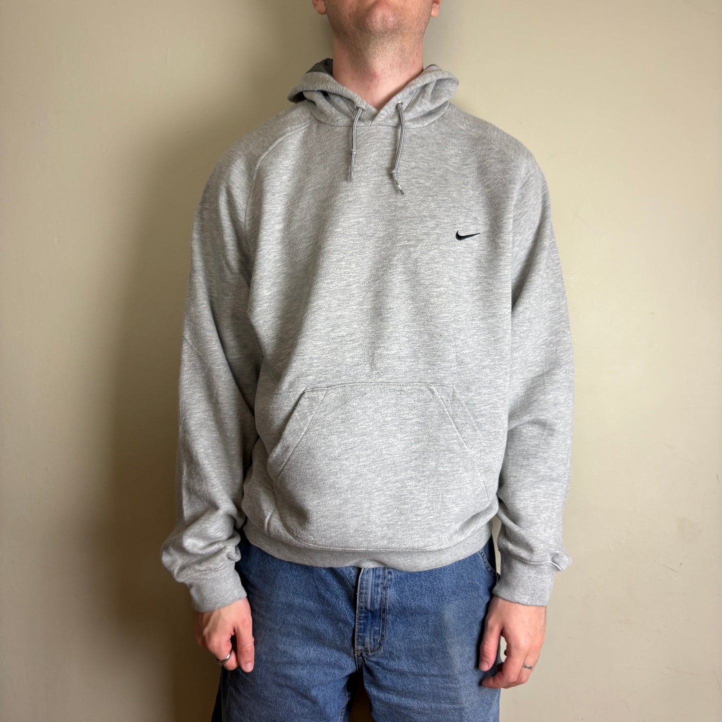 Vintage Nike Swoosh Grey Y2K Silver Tag Hoodie Embroidered Sweatshirt - XL