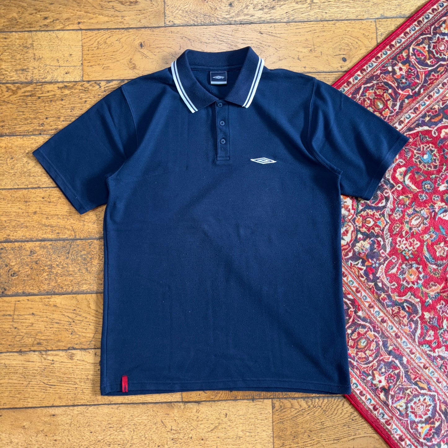 Vintage Umbro Embroidered Navy Polo Shirt - M