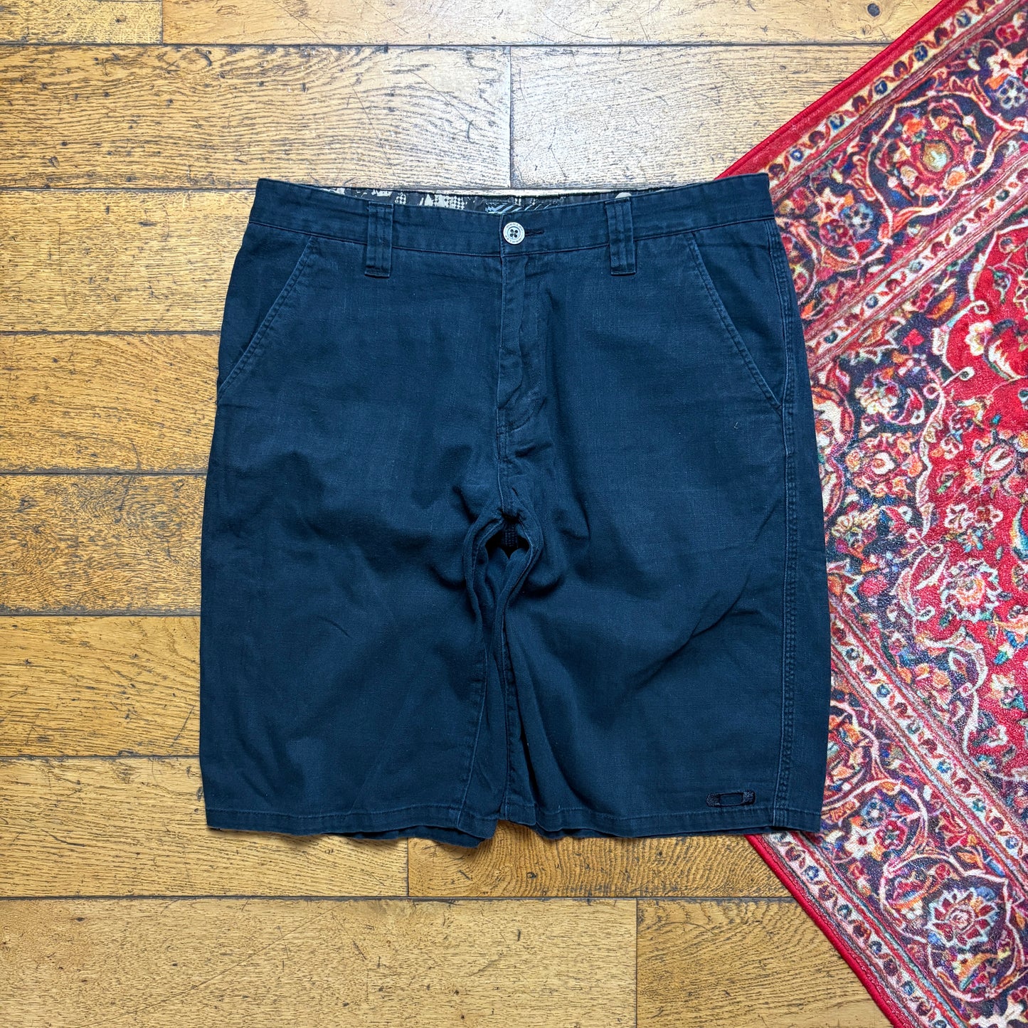 Vintage Oakley Black Embroidered Baggy Shorts - 36