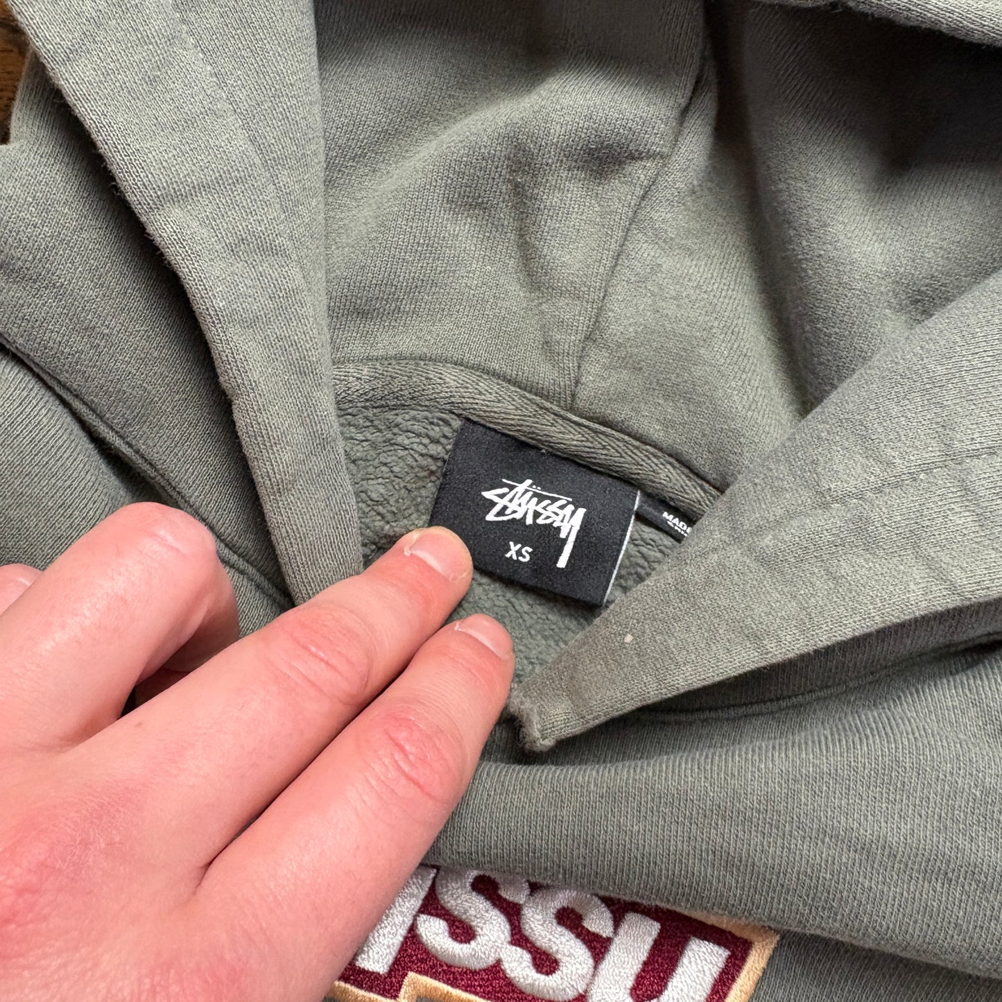 Vintage Stussy Womens Grey Cropped Boxy Embroidered Hoodie Sweatshirt - Size 10