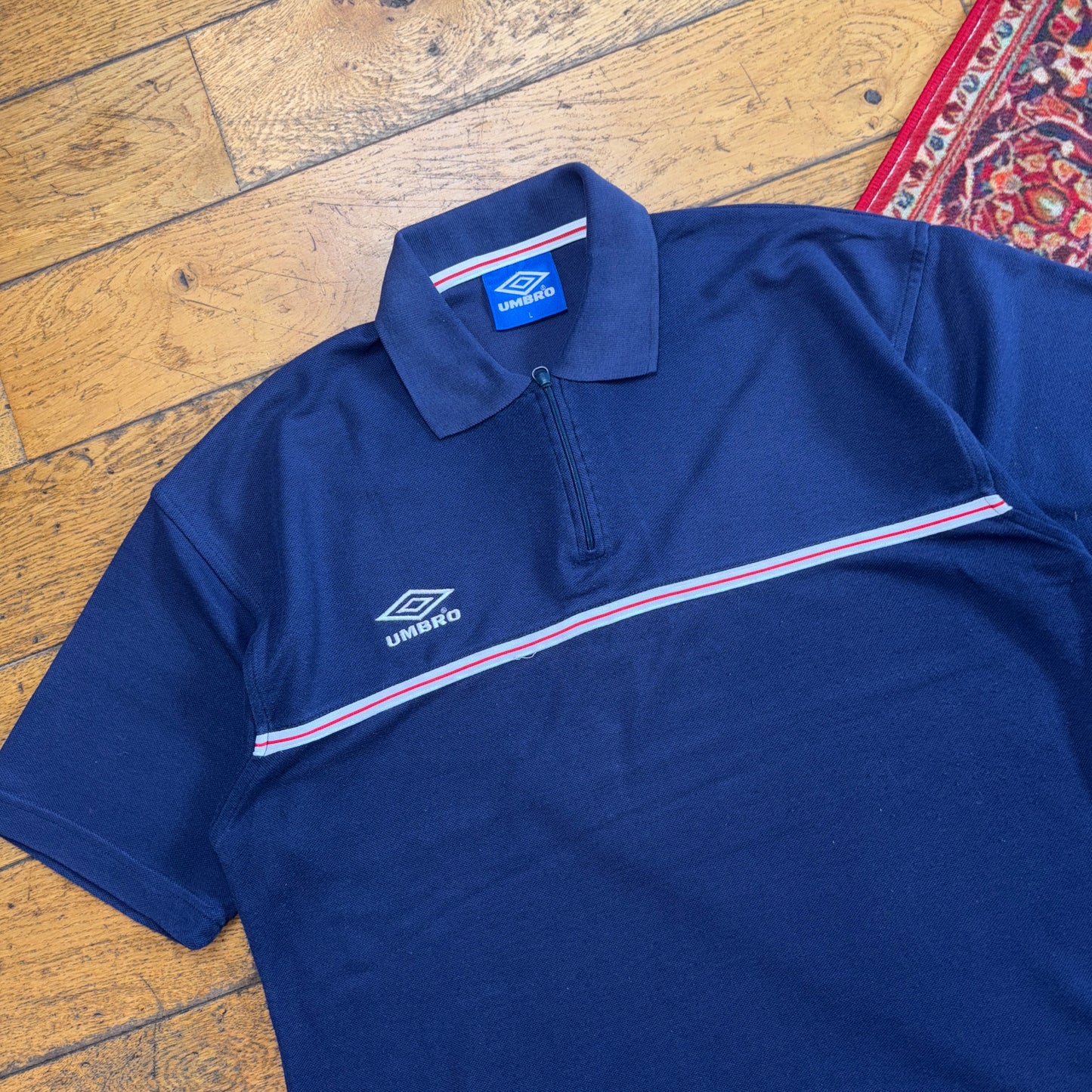 Vintage Umbro Navy Embroidered Polo Shirt - L