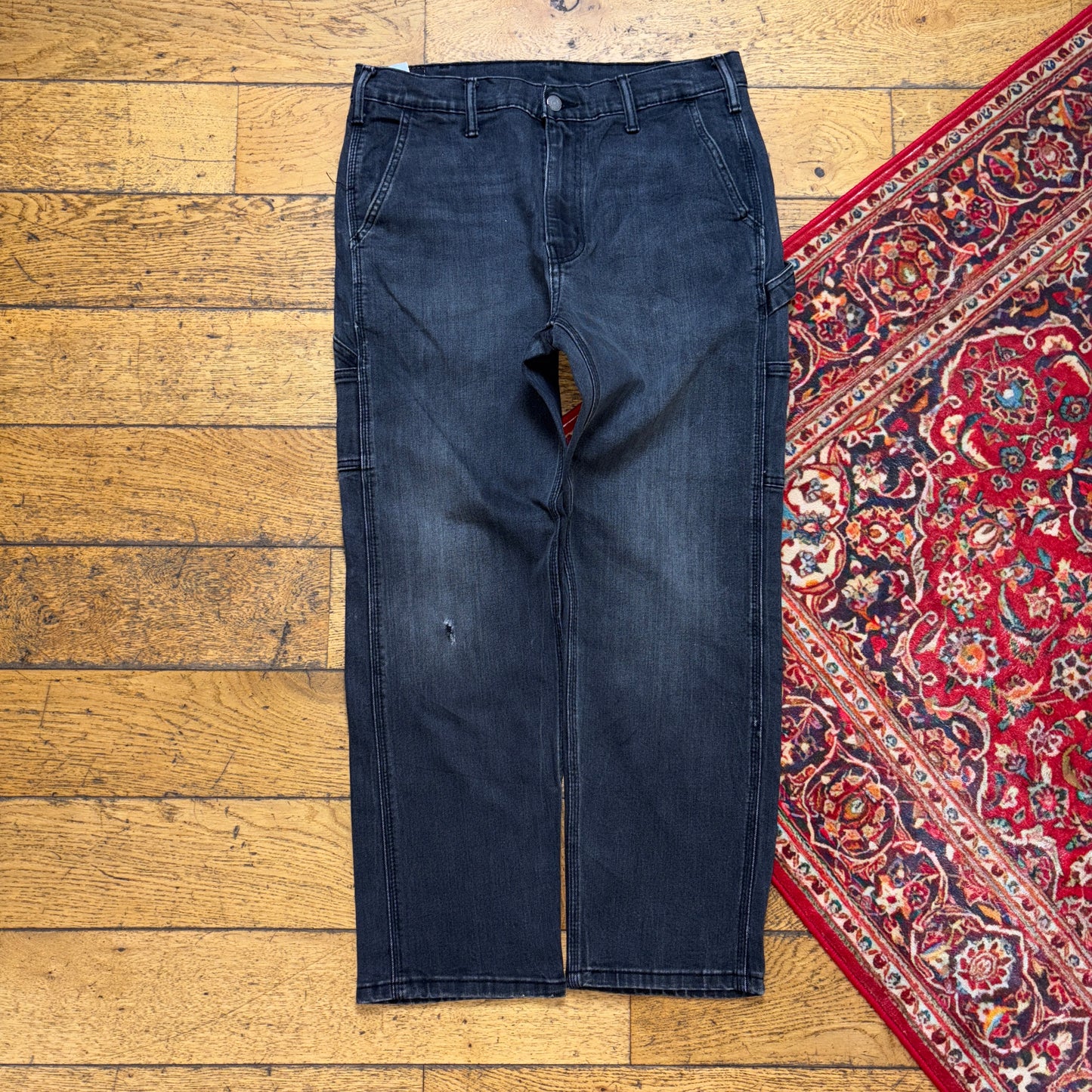 Vintage Levis Black Carpenter Workwear Straight Trousers - 32S