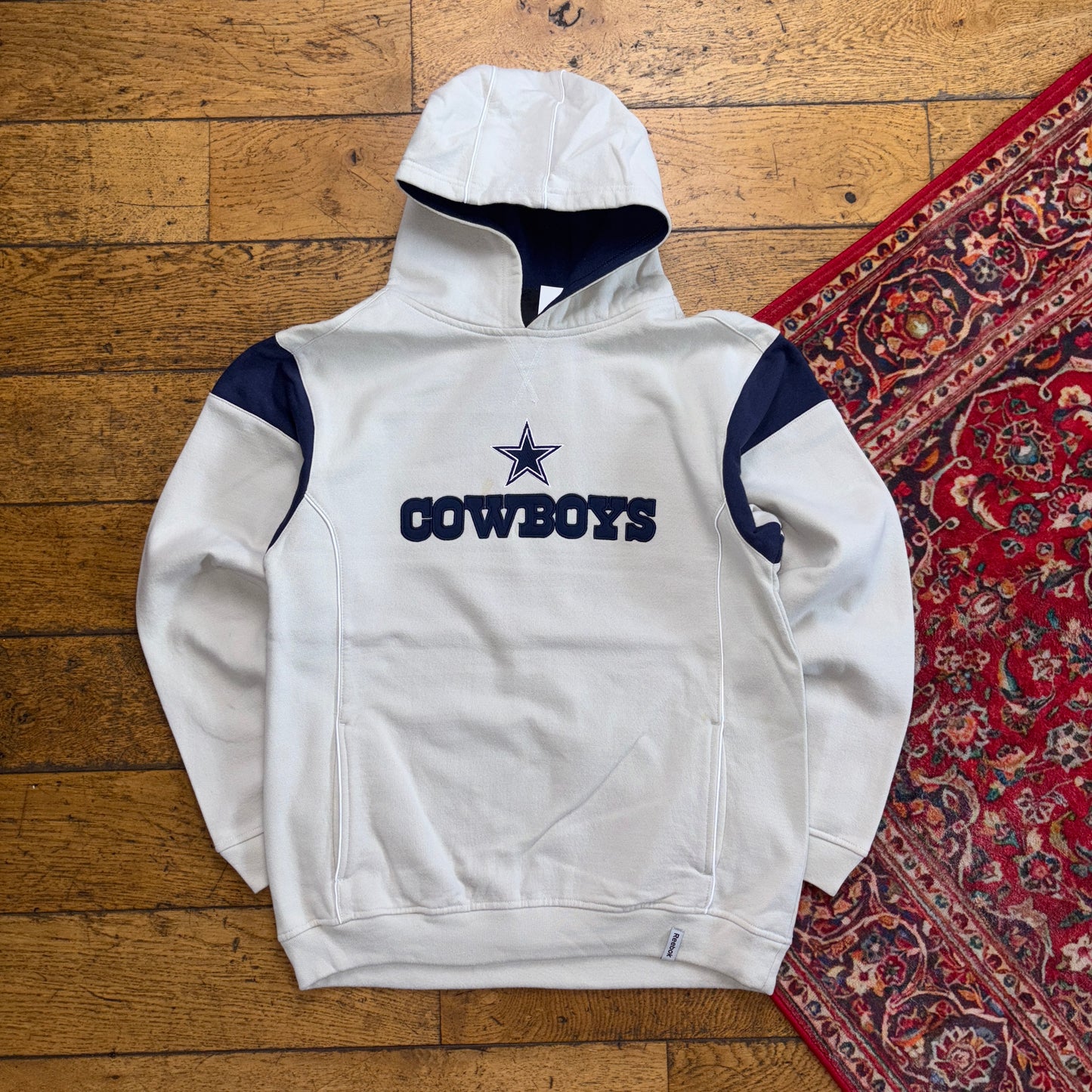 Vintage NFL Dallas Cowboys Grey Navy Hoodie Embroidered Sweatshirt - XS