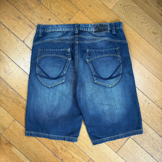 Vintage Karl Kani Embroidered Hip Hop Blue Baggy Shorts Jorts - 40