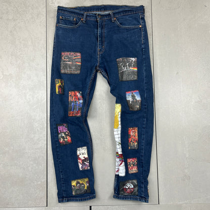 Vintage Levis 501 Pink Floyd Nirvana Blue Denim Straight Jeans - 38