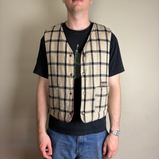 Vintage Energie Nova Check Gilet Vest Jacket - M
