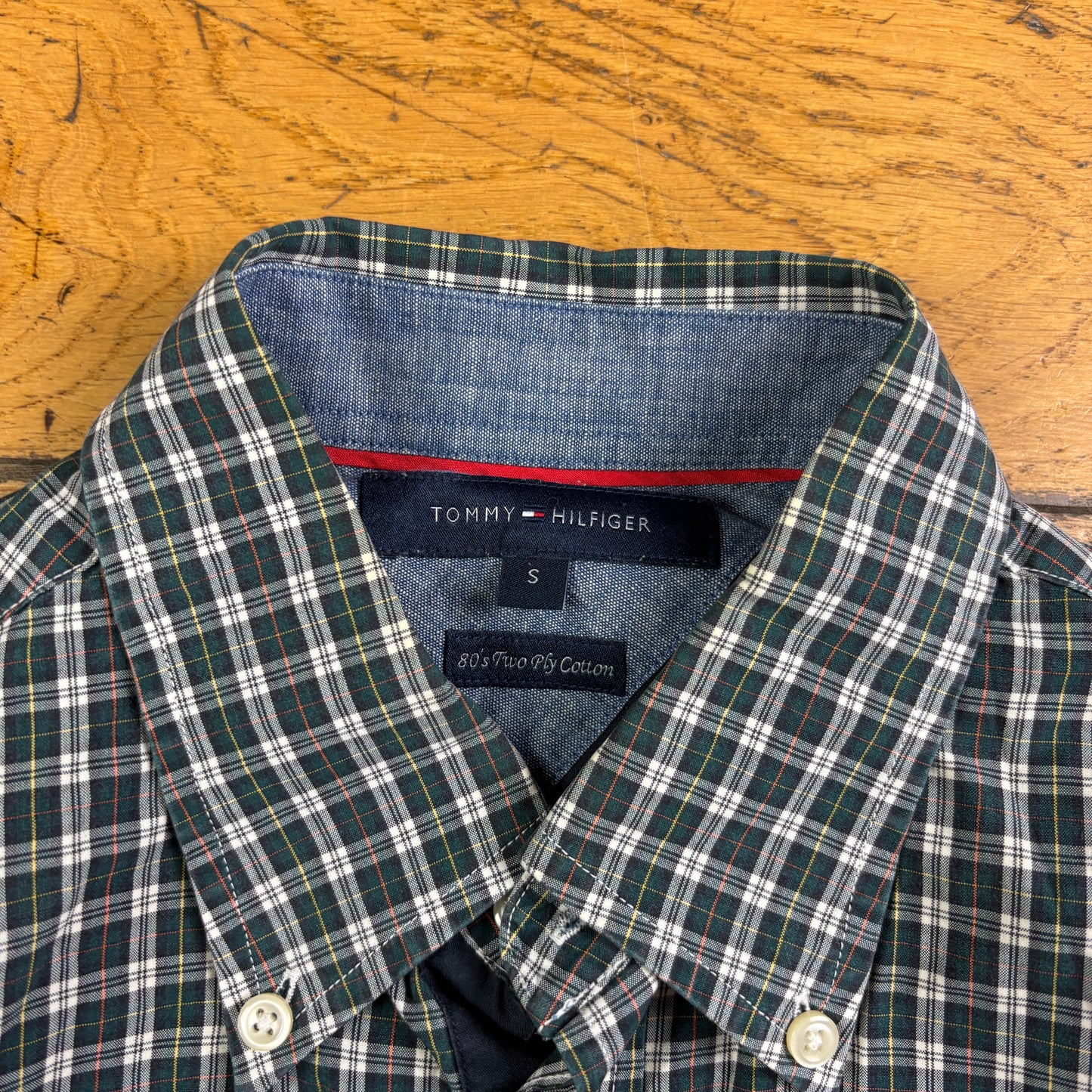 Vintage Tommy Hilfiger Green Check Embroidered Shirt - S