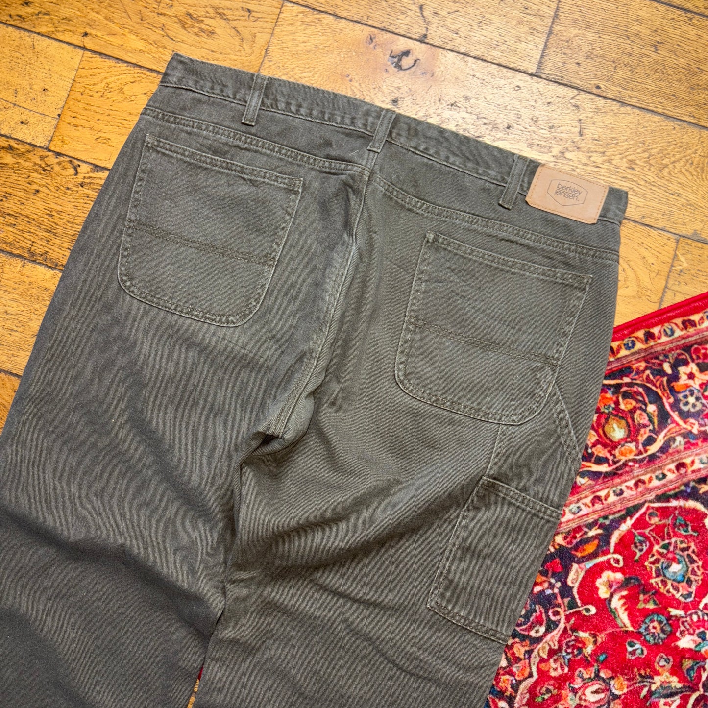 Vintage Green Khaki Blanket Lined Workwear Baggy Jeans - 42S