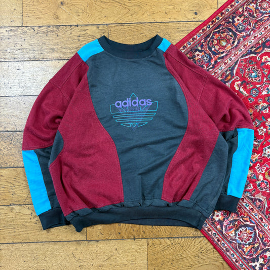 Vintage 80s Adidas Black Red Sweatshirt - XL