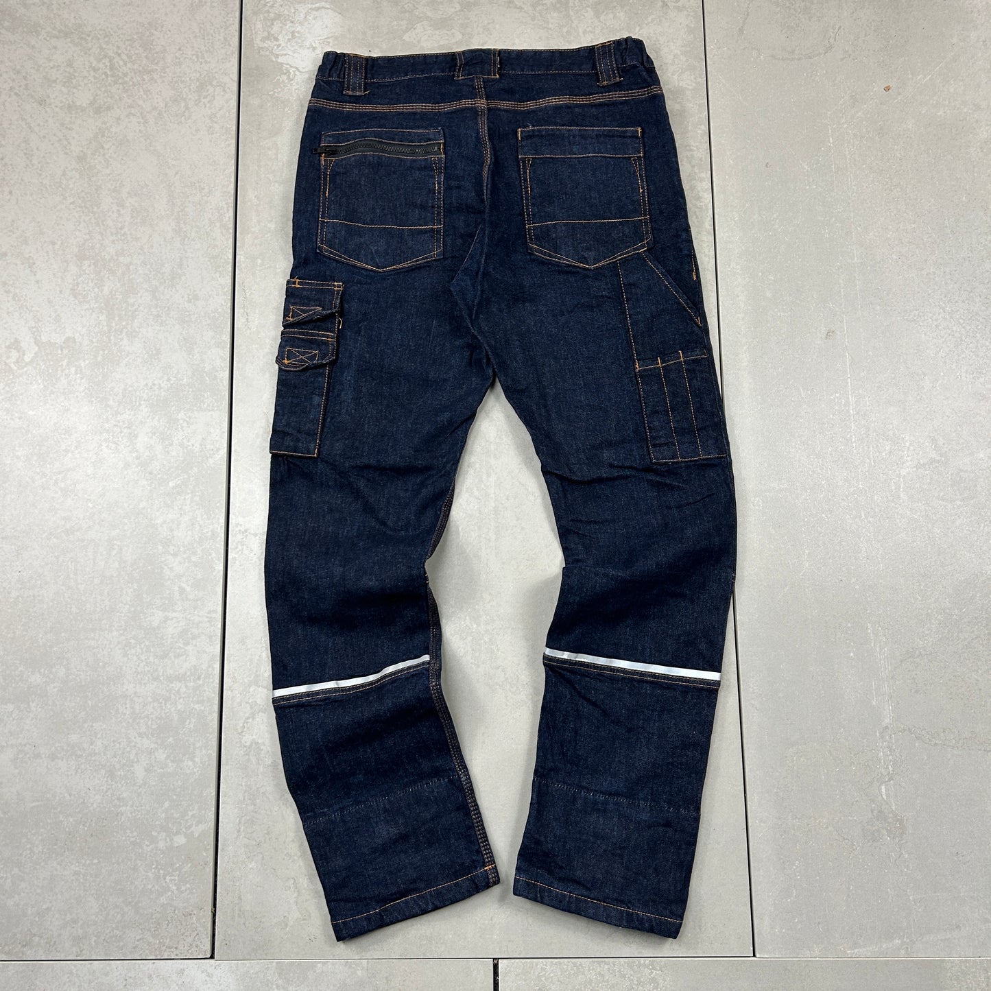 Vintage Embroidered Hip Hop Cargo Blue Jeans - 34