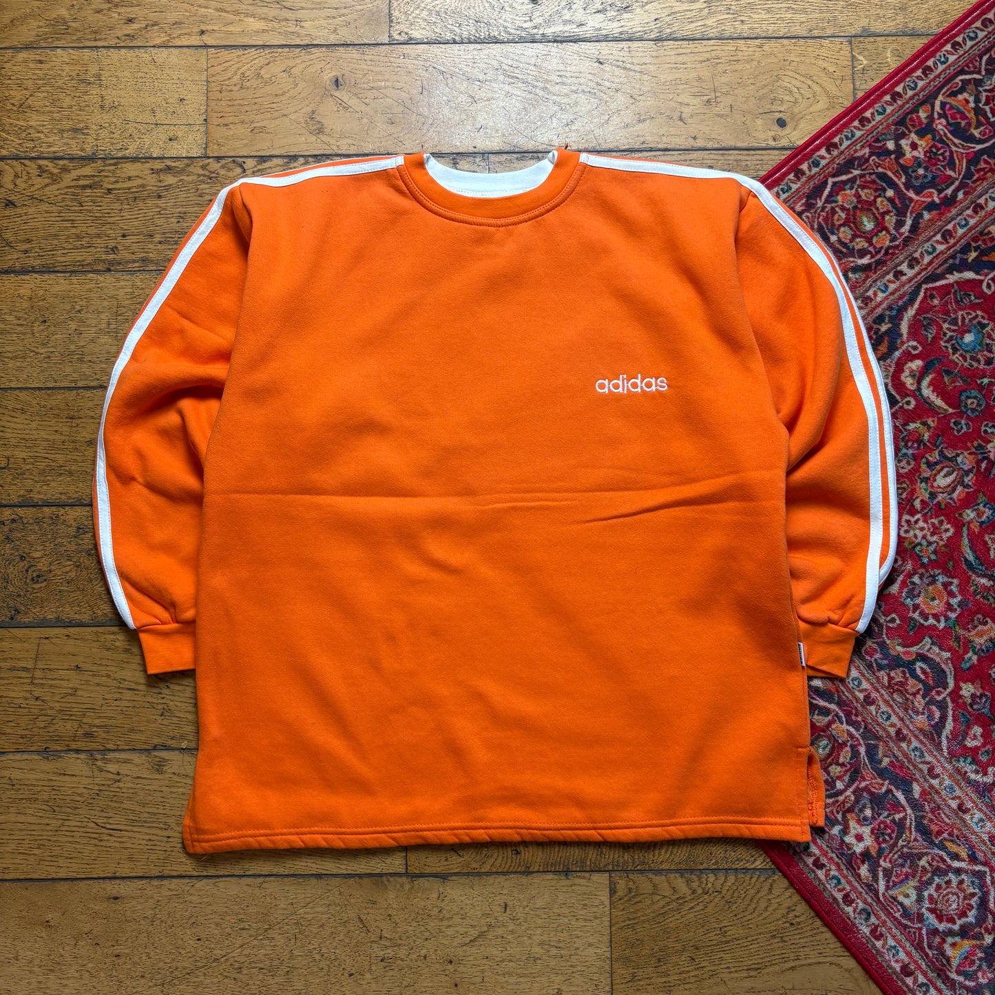 Vintage 90s Adidas Orange Embroidered Sweatshirt - XL