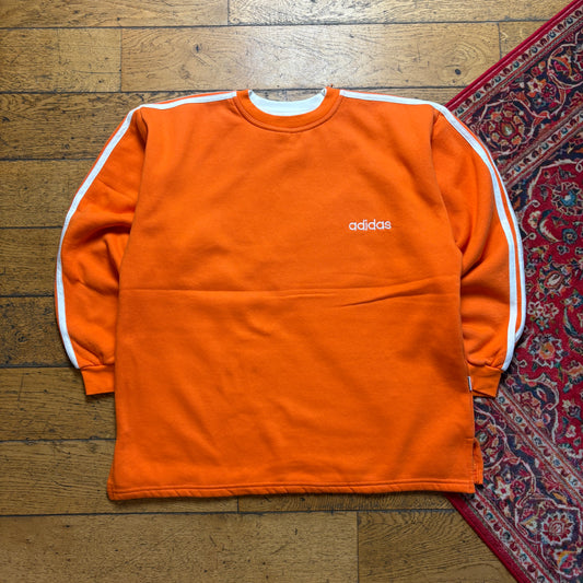Vintage 90s Adidas Orange Embroidered Sweatshirt - XL