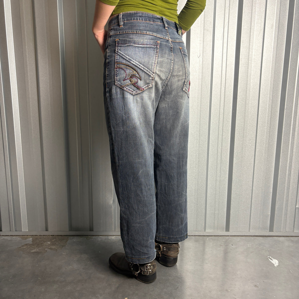Embroidered Blue Scorpion Japanese Denim Hip Hop Y2K Baggy Jeans - 32S