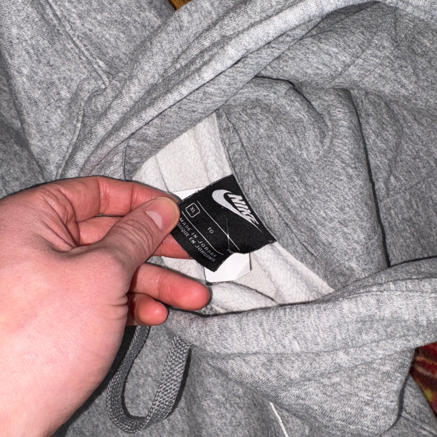 Vintage 00s Nike Swoosh Embroidered Grey Cropped Hoodie Sweatshirt - XL