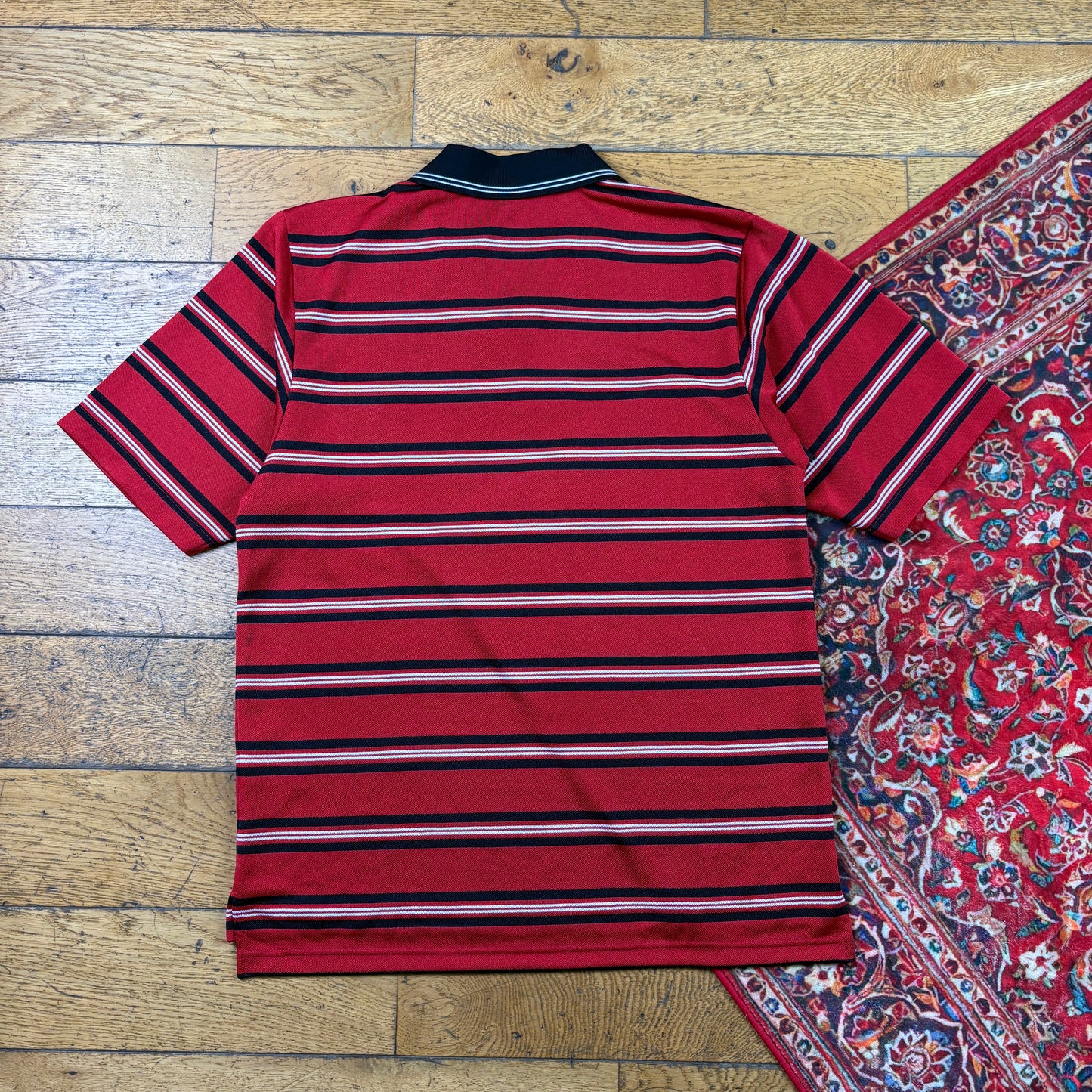 Vintage Nike Red Stripe Polo Shirt - M