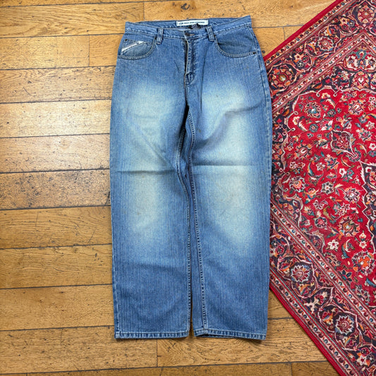 Vintage Paco Blue Embroidered Y2K Hip Hop Baggy Jeans - 36