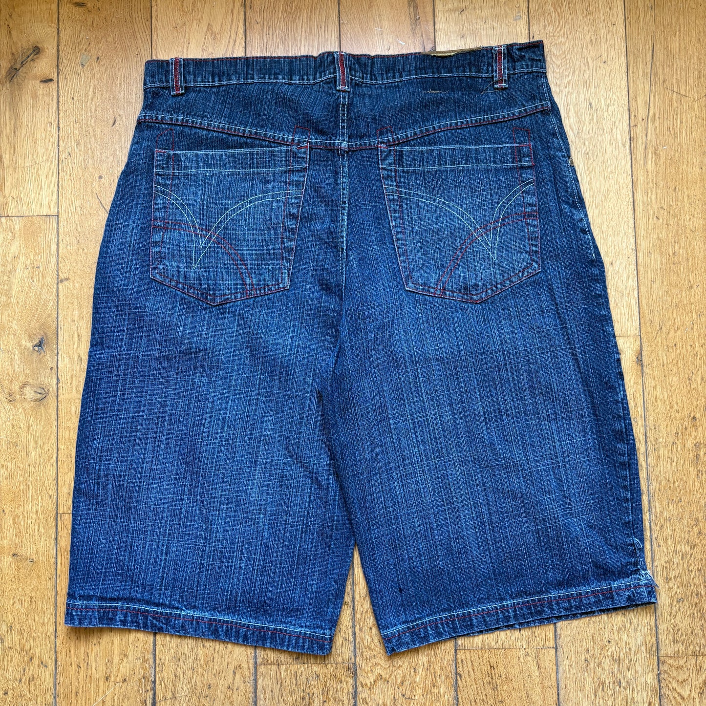 Vintage Embroidered Blue Hip Hop Baggy Shorts Jorts - 42