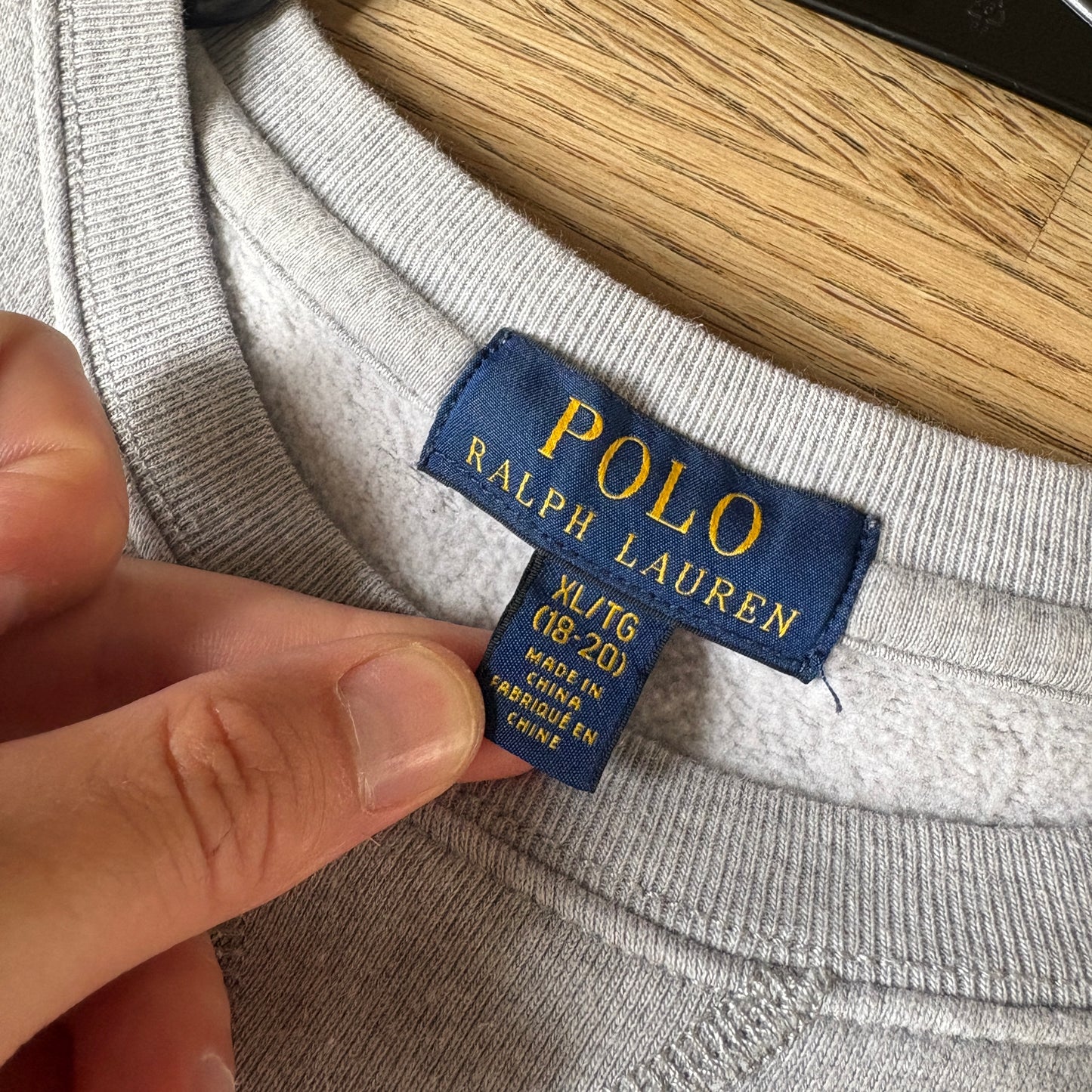 Vintage Ralph Lauren Spellout Polo Grey Womens Embroidered Sweatshirt - XL