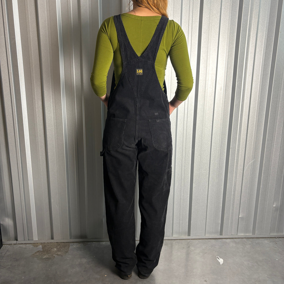 Lee Black Corduroy Workwear Dungarees - S