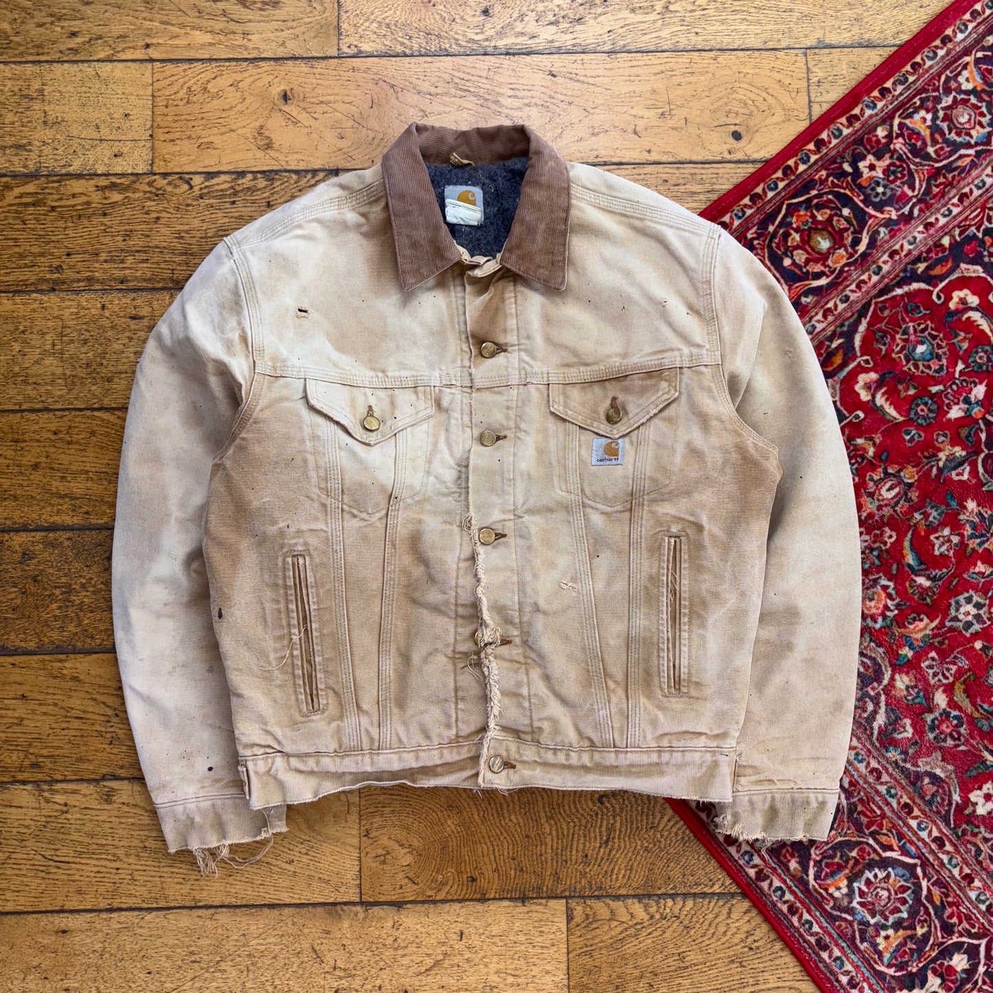 Vintage Carhartt Brown Trucker Distressed Thrashed Workwear Jacket - M