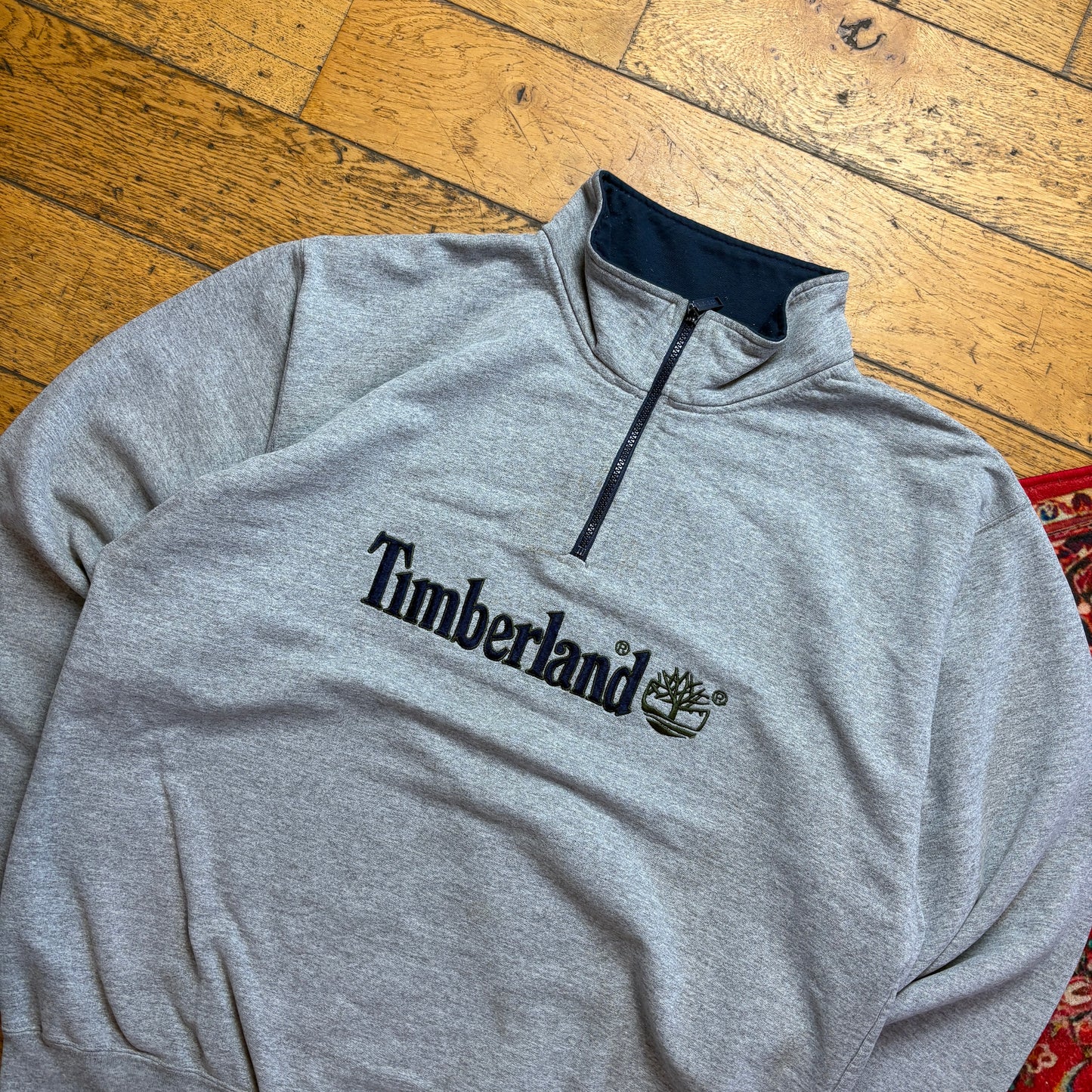 Vintage Timberland Grey Embroidered Quarter Zip Sweatshirt - XL