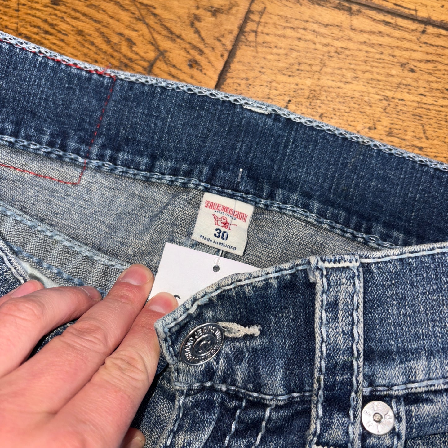 Vintage True Religion Blue Embroidered Y2K Shorts Jorts - 30