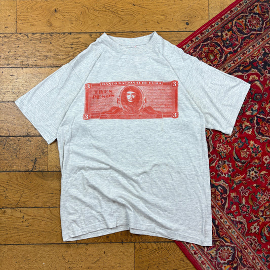 Vintage Cuban Pesos Grey Graphic T-Shirt - M
