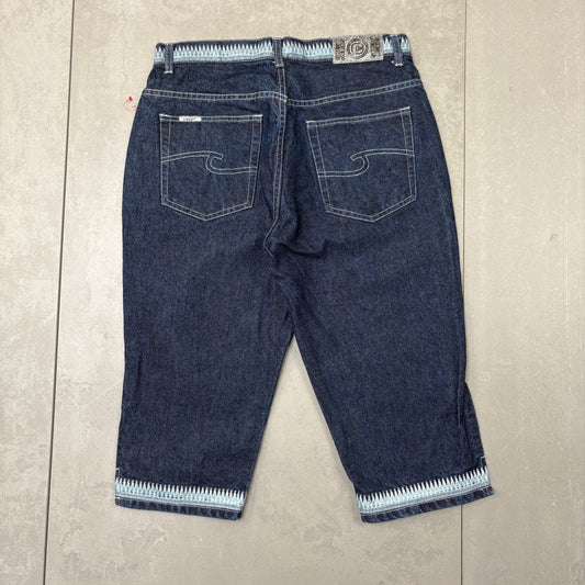 Vintage Embroidered Hip Hop Blue Shorts Jorts - 30