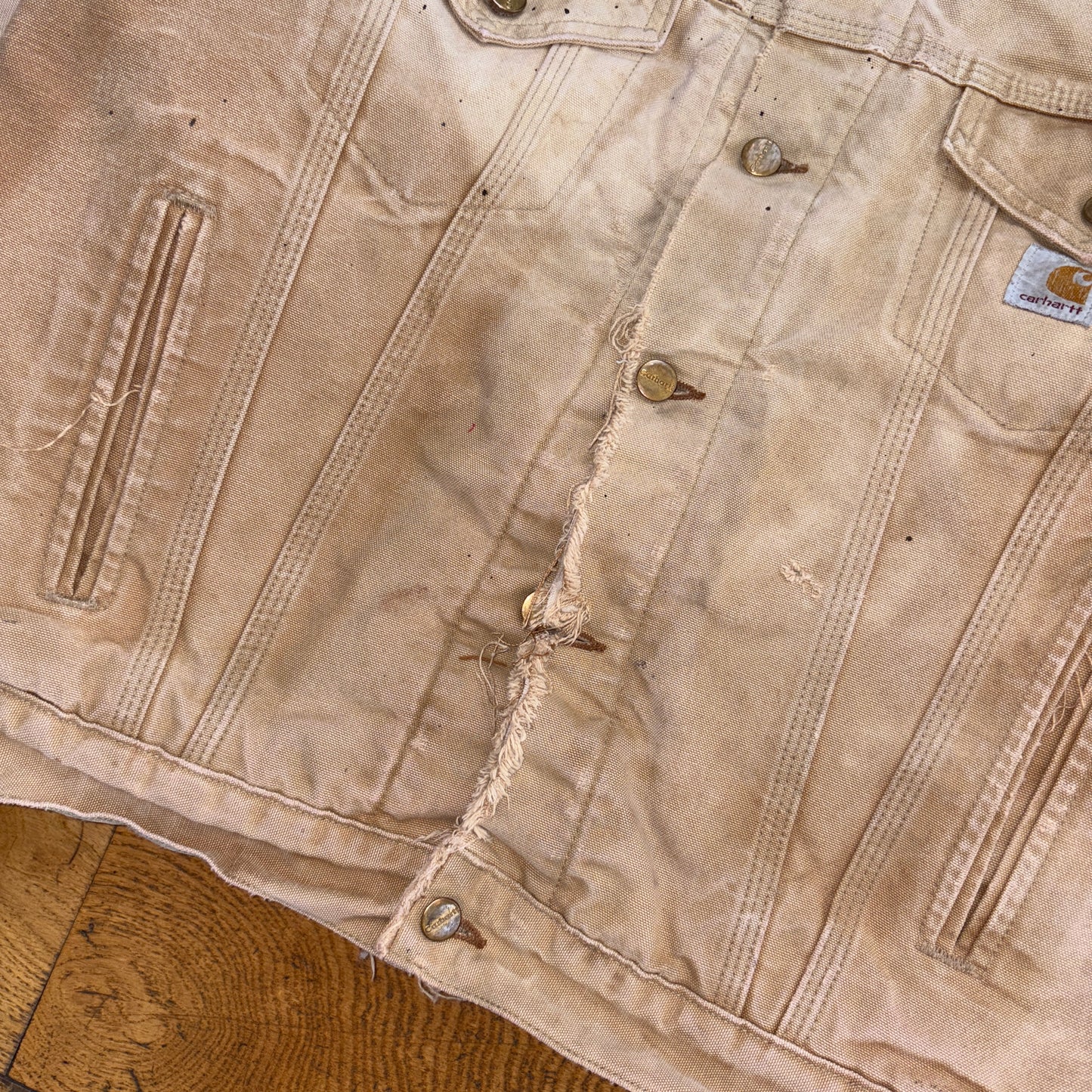 Vintage Carhartt Brown Trucker Distressed Thrashed Workwear Jacket - M