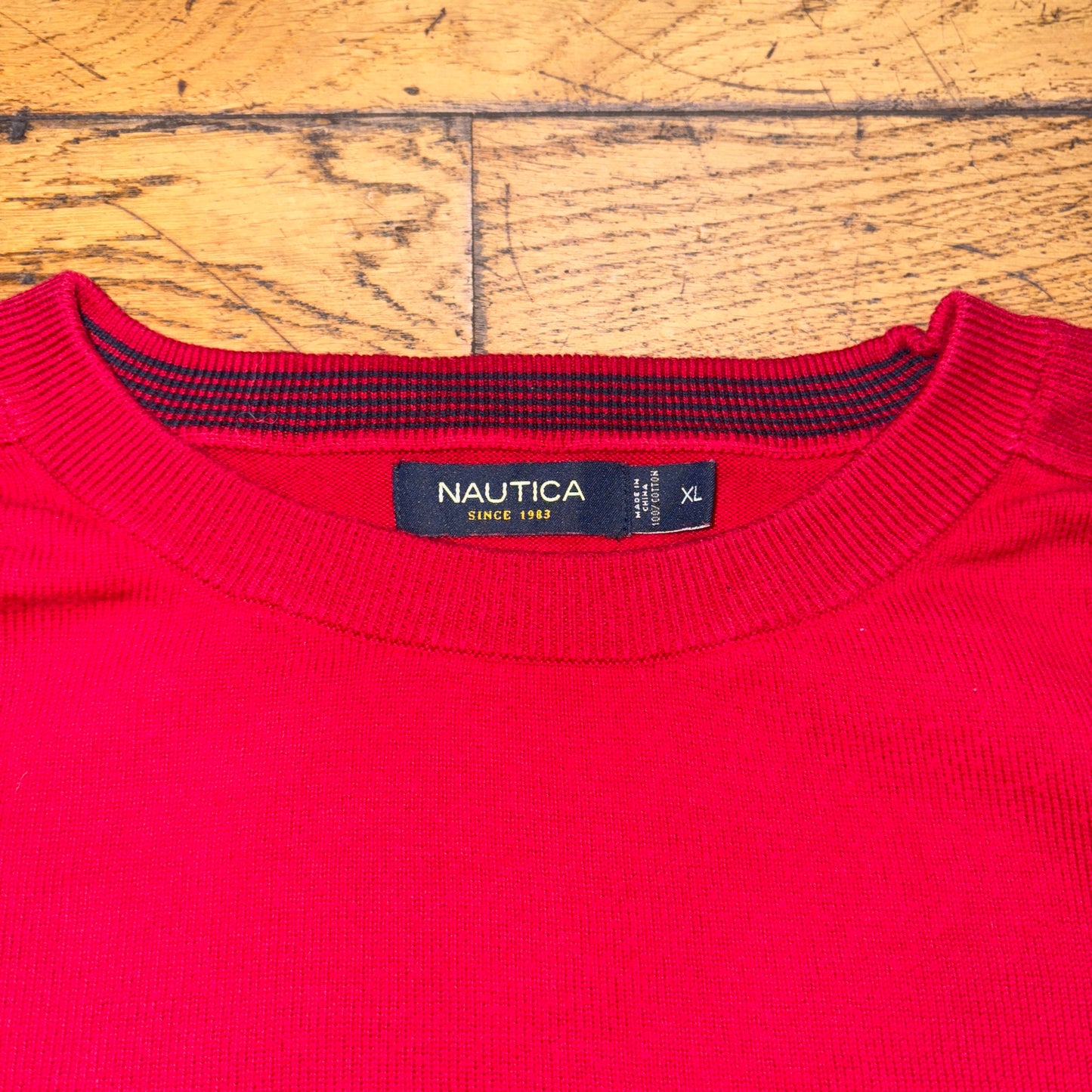 Vintage Nautica Red Embroidered Knit Jumper - 2XL