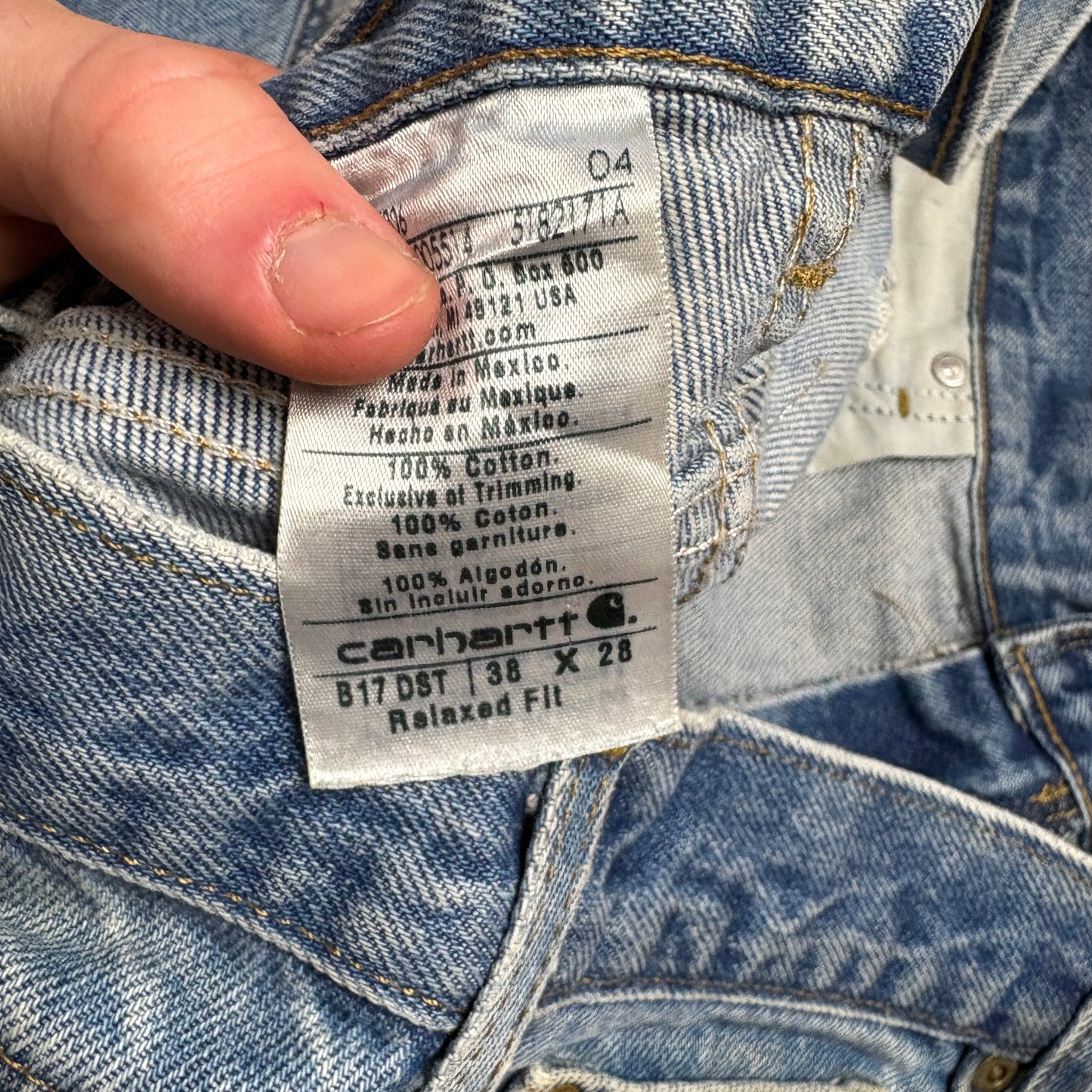 Vintage Carhartt Workwear Carpenter Baggy Blue Jeans - 38S